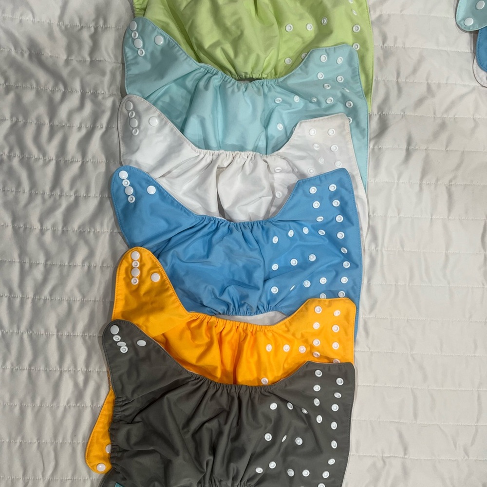 Vibrant Kids Diaper Covers Set - Green, Blue, White, Orange, Gray